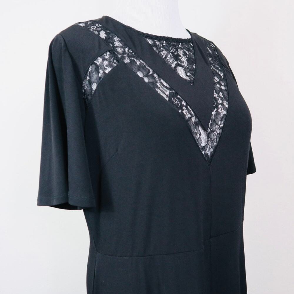 NWT ASOS CURVE Size 16 Maxi Dress V Neck Lace Flutter Sleeve Black - Picture 3 of 12